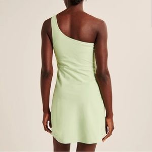 Abercrombie and Fitch Travelers Dress One-Shoulder Green Asymmetrical S tall